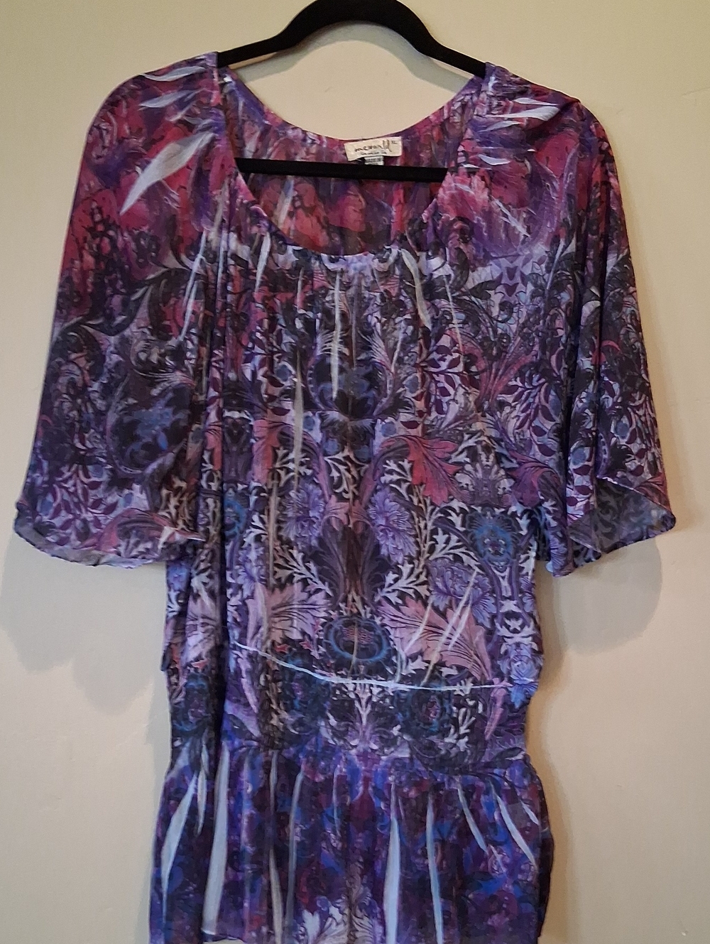 ONE WORLD Purple Floral Peasant Blouse